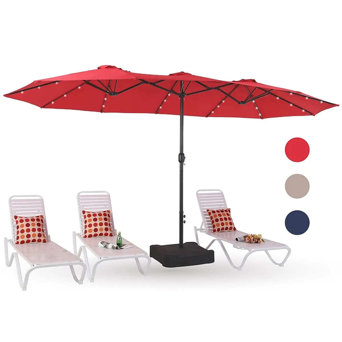 Custom double-sided rectangular patio umbrella for large outdoor sets