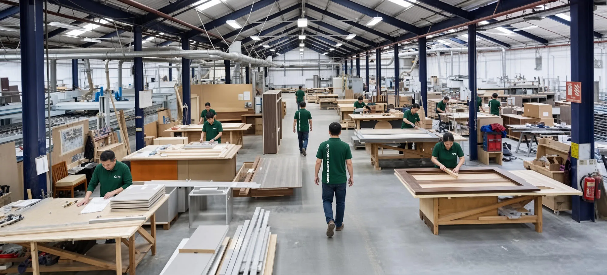 Furniture production line with quality control
