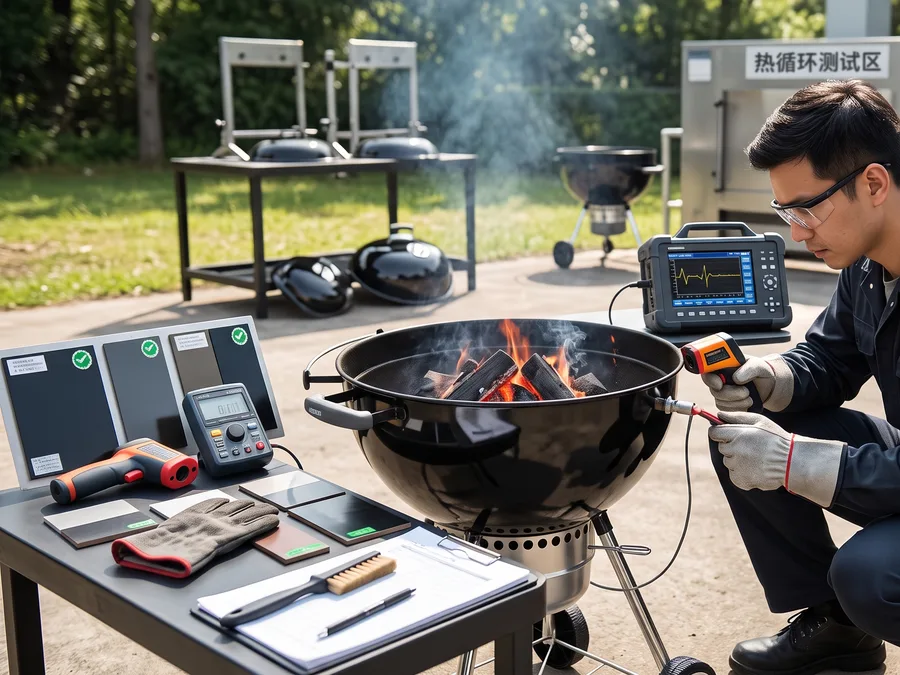 Porcelain enamel coating on a charcoal grill