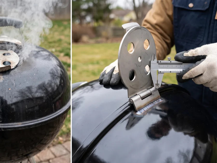 Vent and damper seal on a charcoal grill