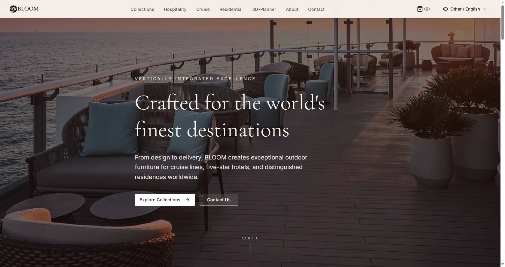 BLOOM Outdoor luxury hospitality outdoor furniture manufacturer Germany