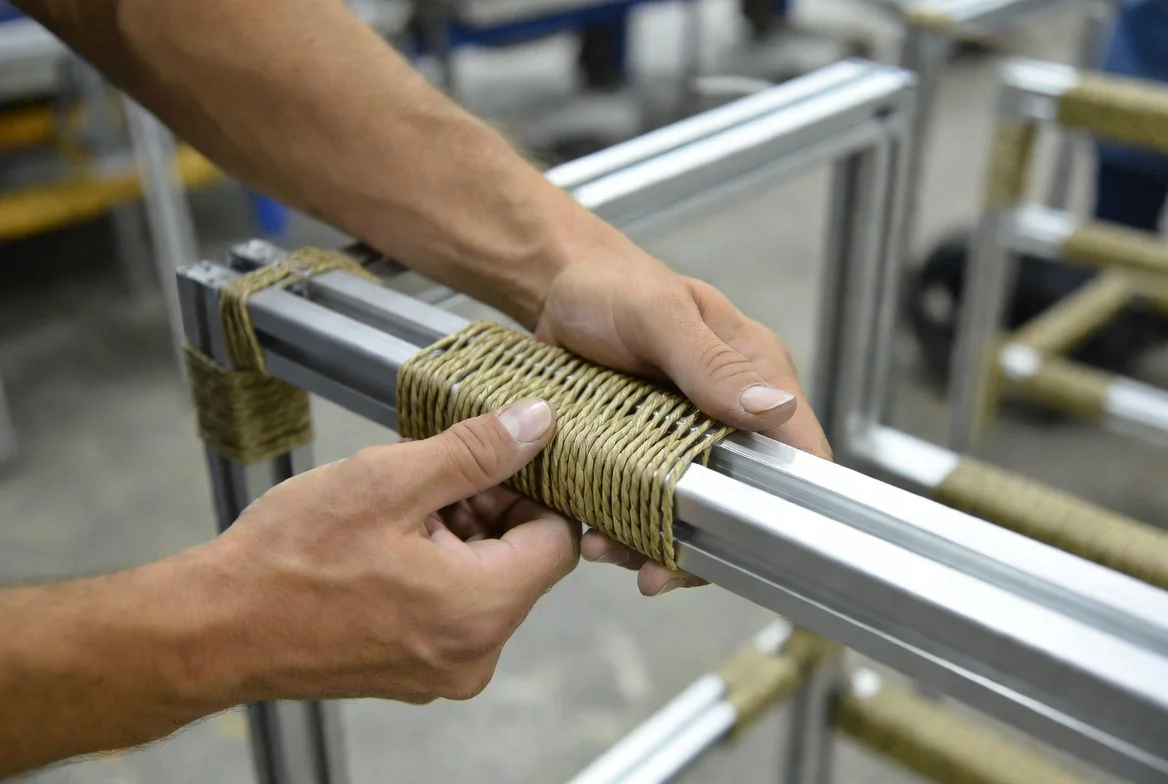 Finish details and mixed-material integration in outdoor furniture production