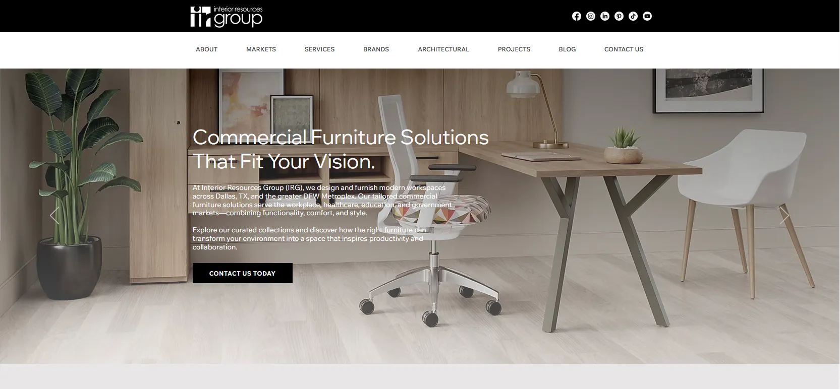 Interior Resources Group commercial furniture dealership Dallas Texas