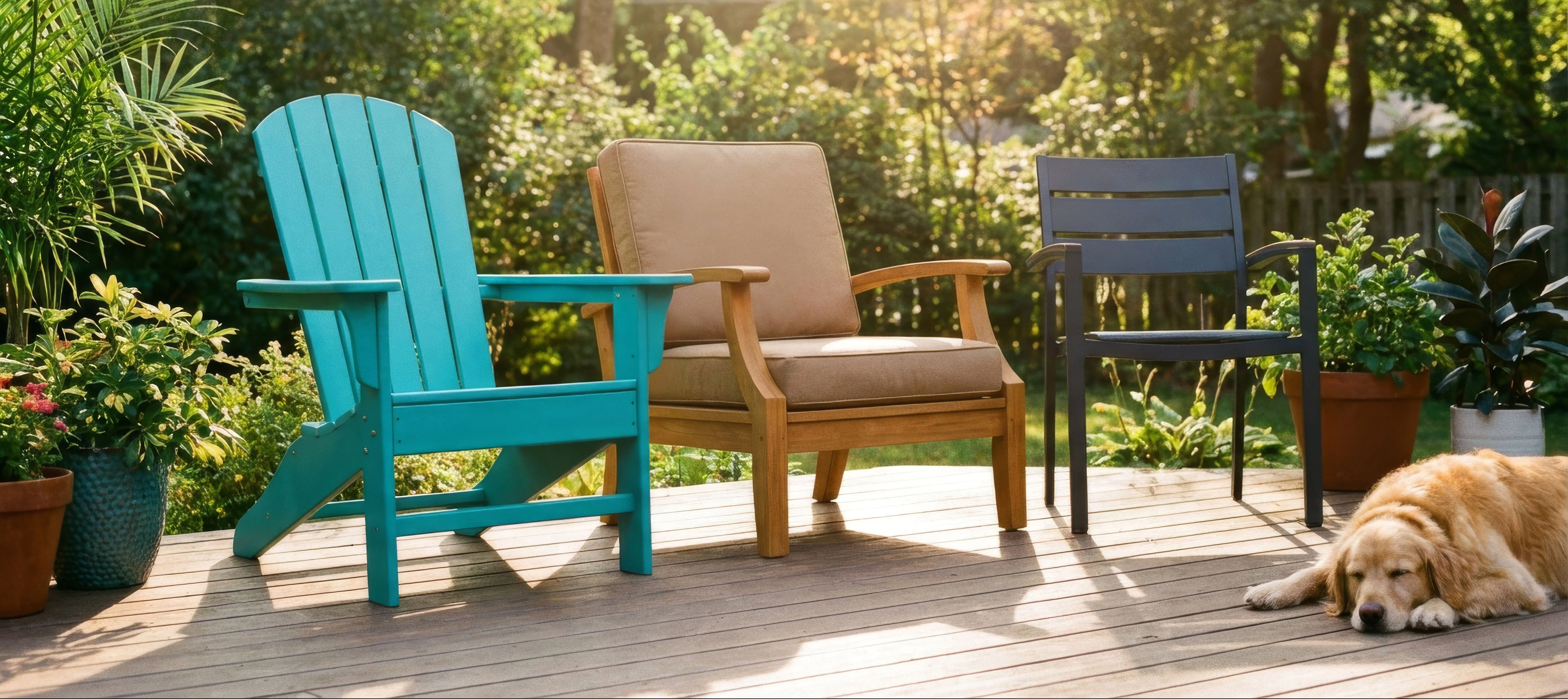 Side-by-side pros and cons comparison of aluminum and teak outdoor furniture
