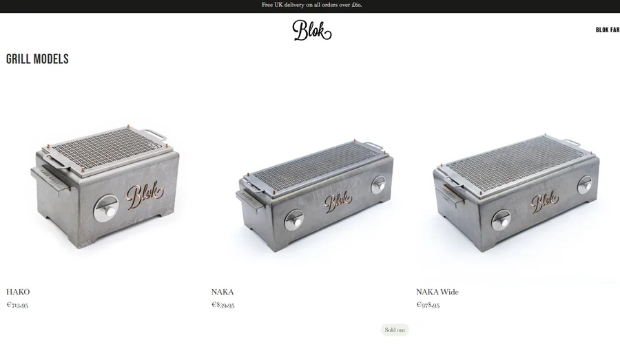 Blok charcoal grills — HAKO, NAKA and NAKA Wide