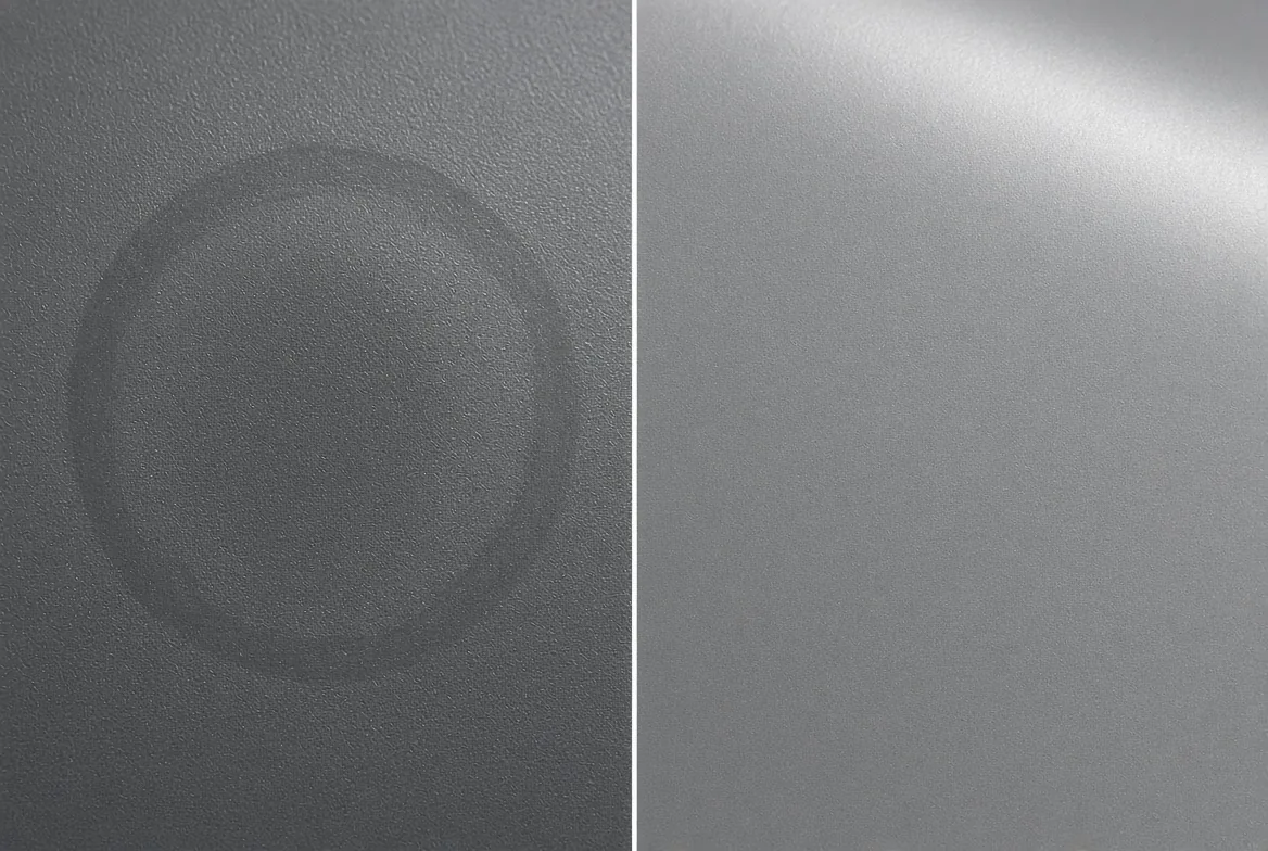 Sunscreen and oil residue wiped from satin and flat patio chair finishes