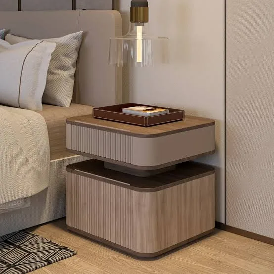 Integrated-power hospitality nightstand with built-in charging