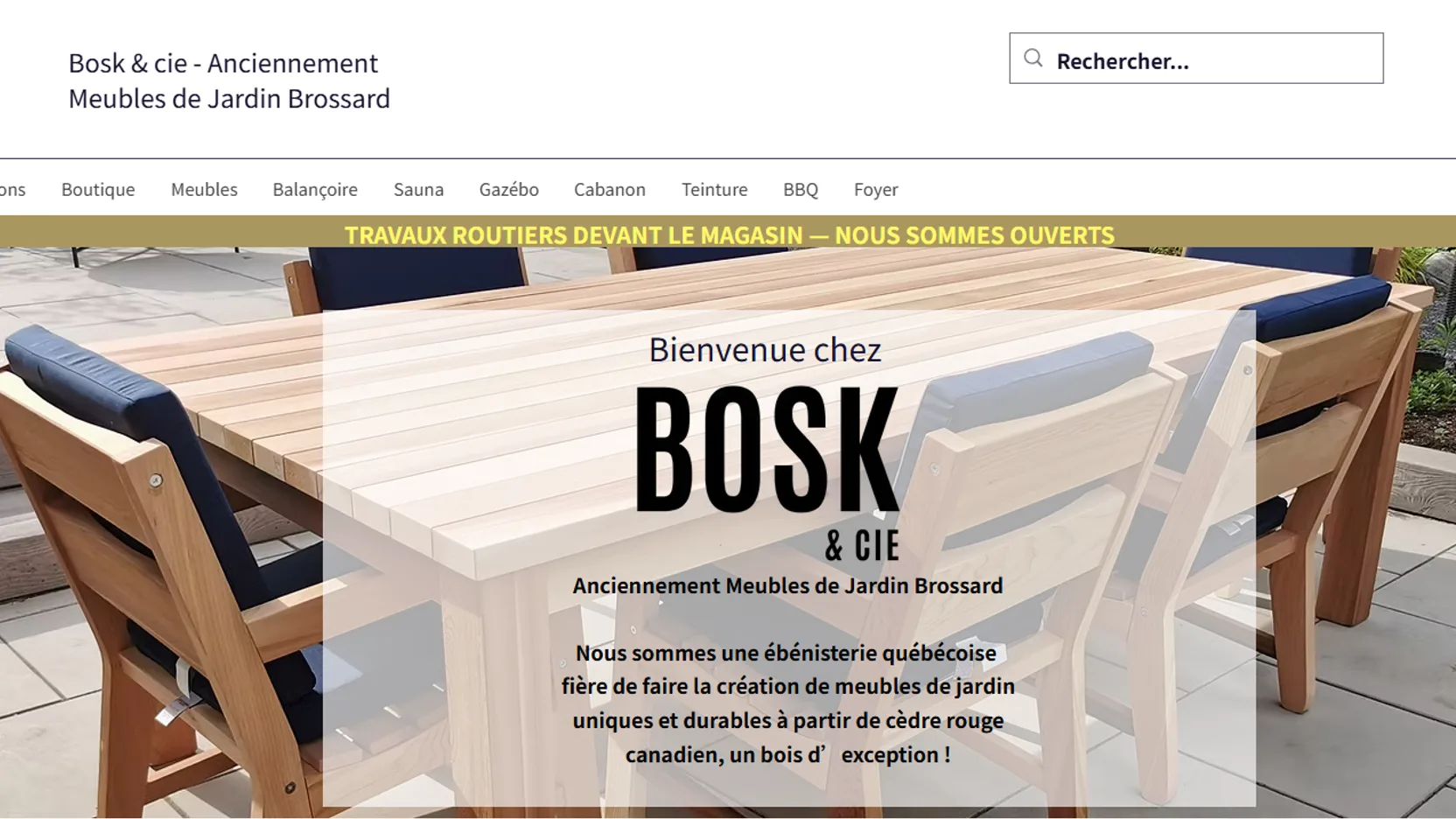 MJB Meubles de Jardin Brossard Canadian red cedar outdoor furniture Quebec