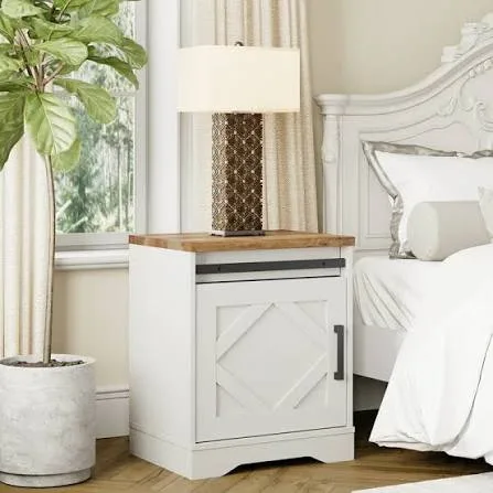 Pedestal cabinet nightstand with full-height storage
