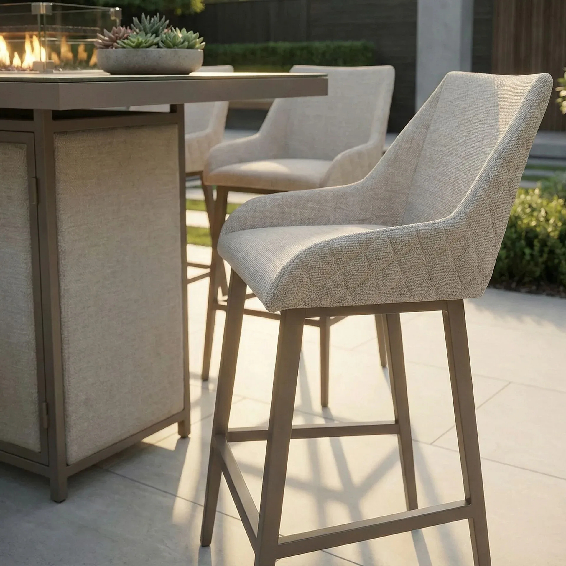 Upholstered contract bar stool with high-density foam and a replaceable seat module