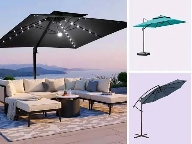 Commercial patio and cantilever umbrellas
