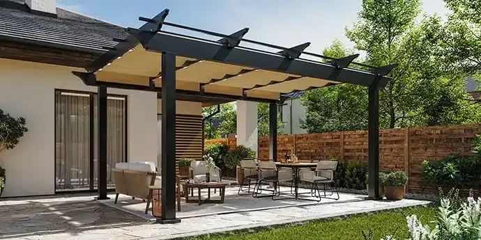 Courtyard pergola and hardtop gazebo