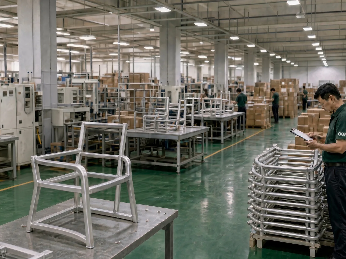 Furniture production line inside a vetted partner factory