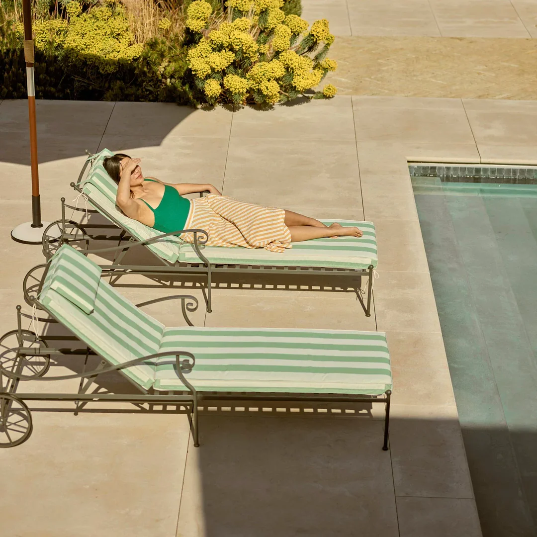 Outdoor loungers on retail display floor