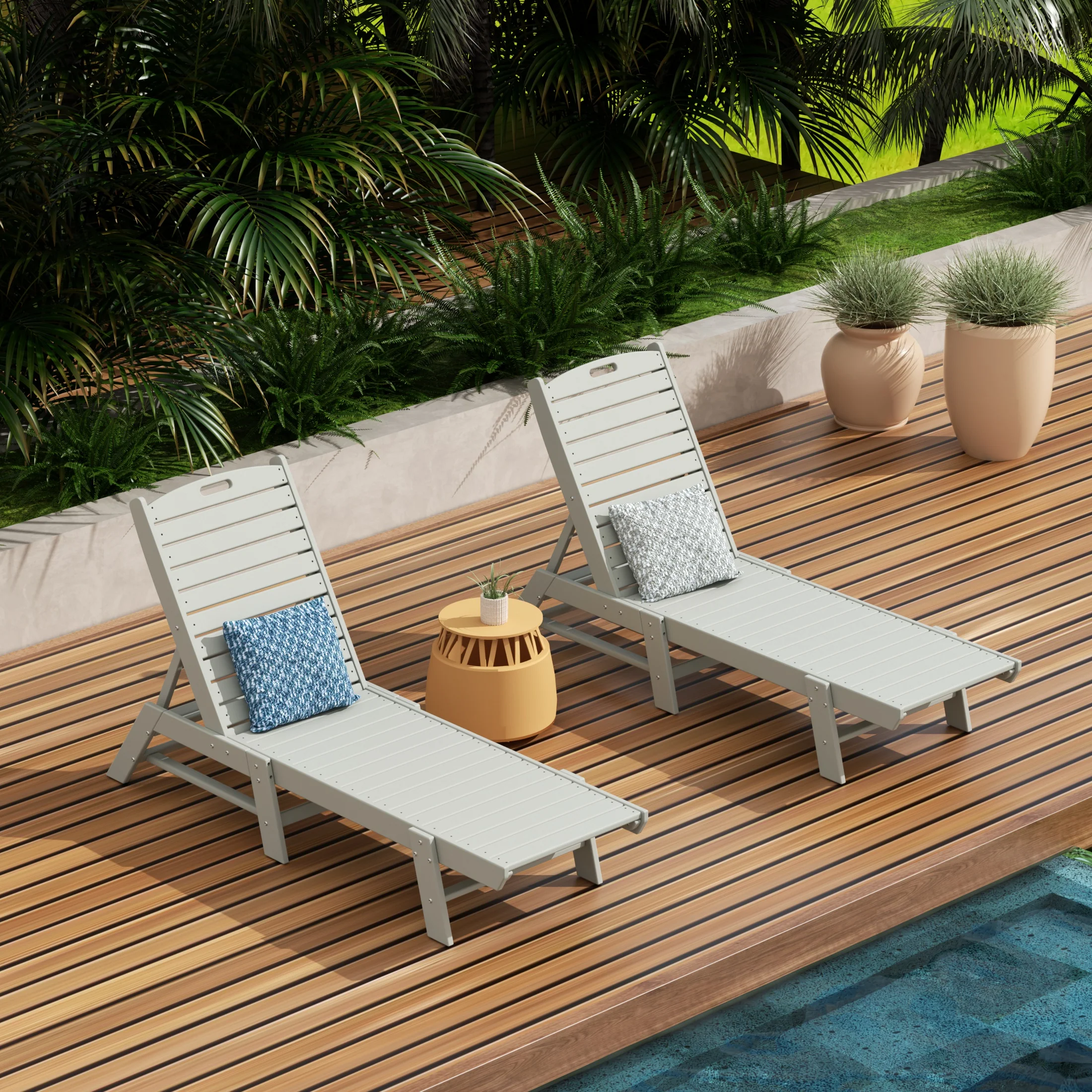 Stackable Resin Chaise Lounges