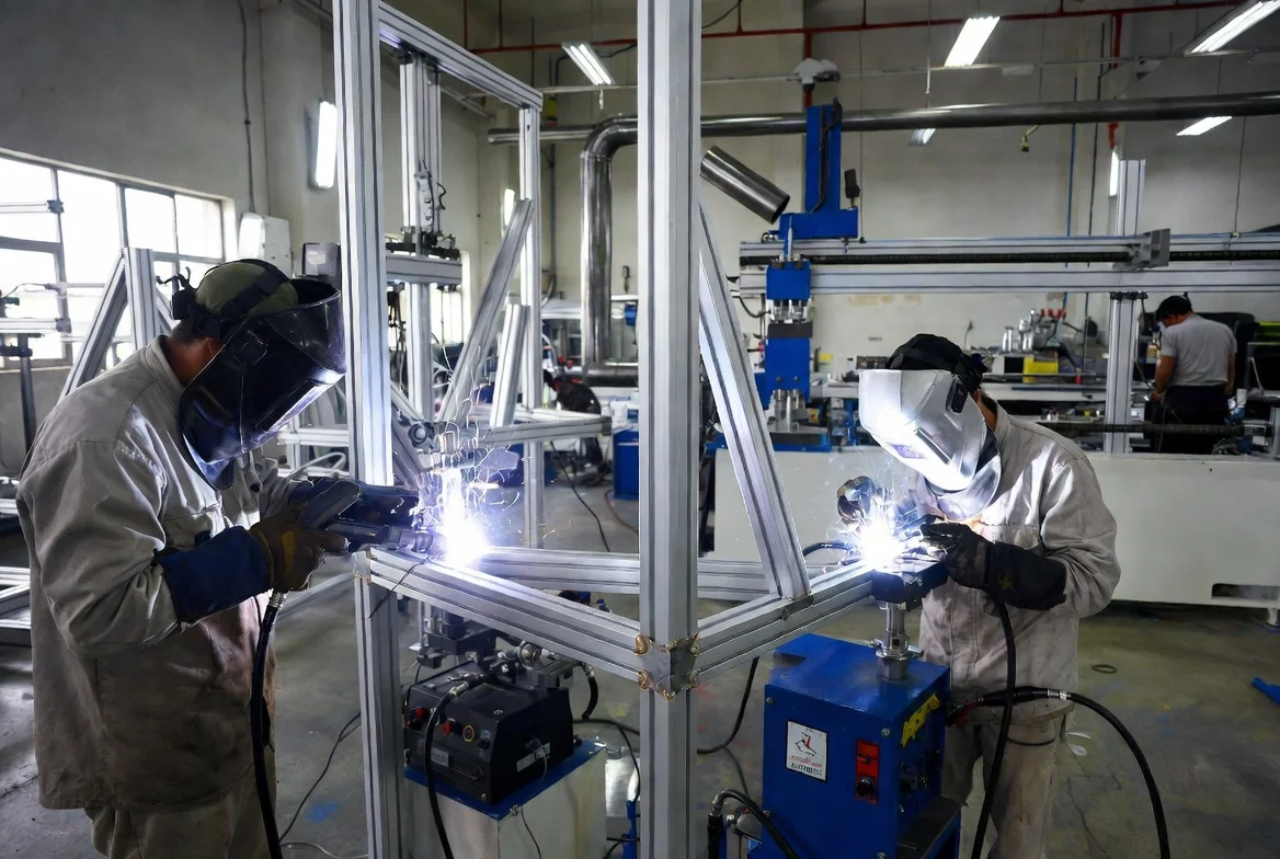 TIG welding lounger frame production
