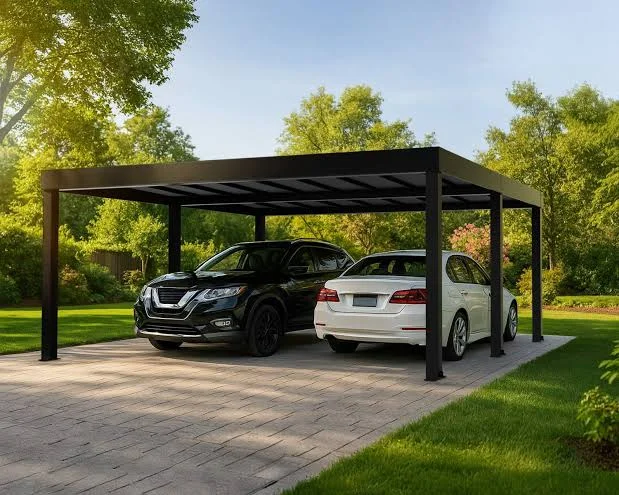 Custom steel carport — galvanized steel vehicle shelter with open sides