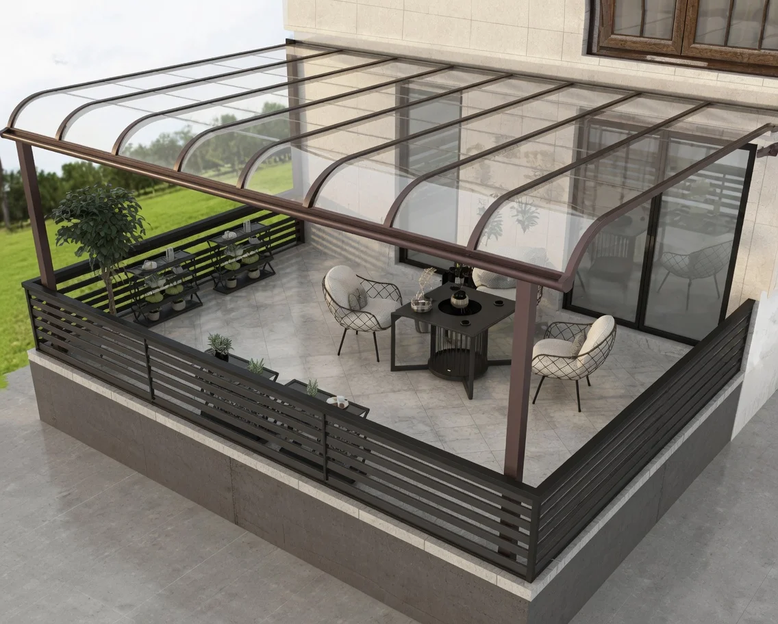 Polycarbonate outdoor structure — close-up material detail