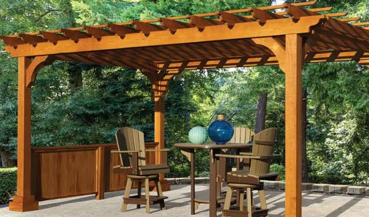 Wood outdoor structure — close-up material detail