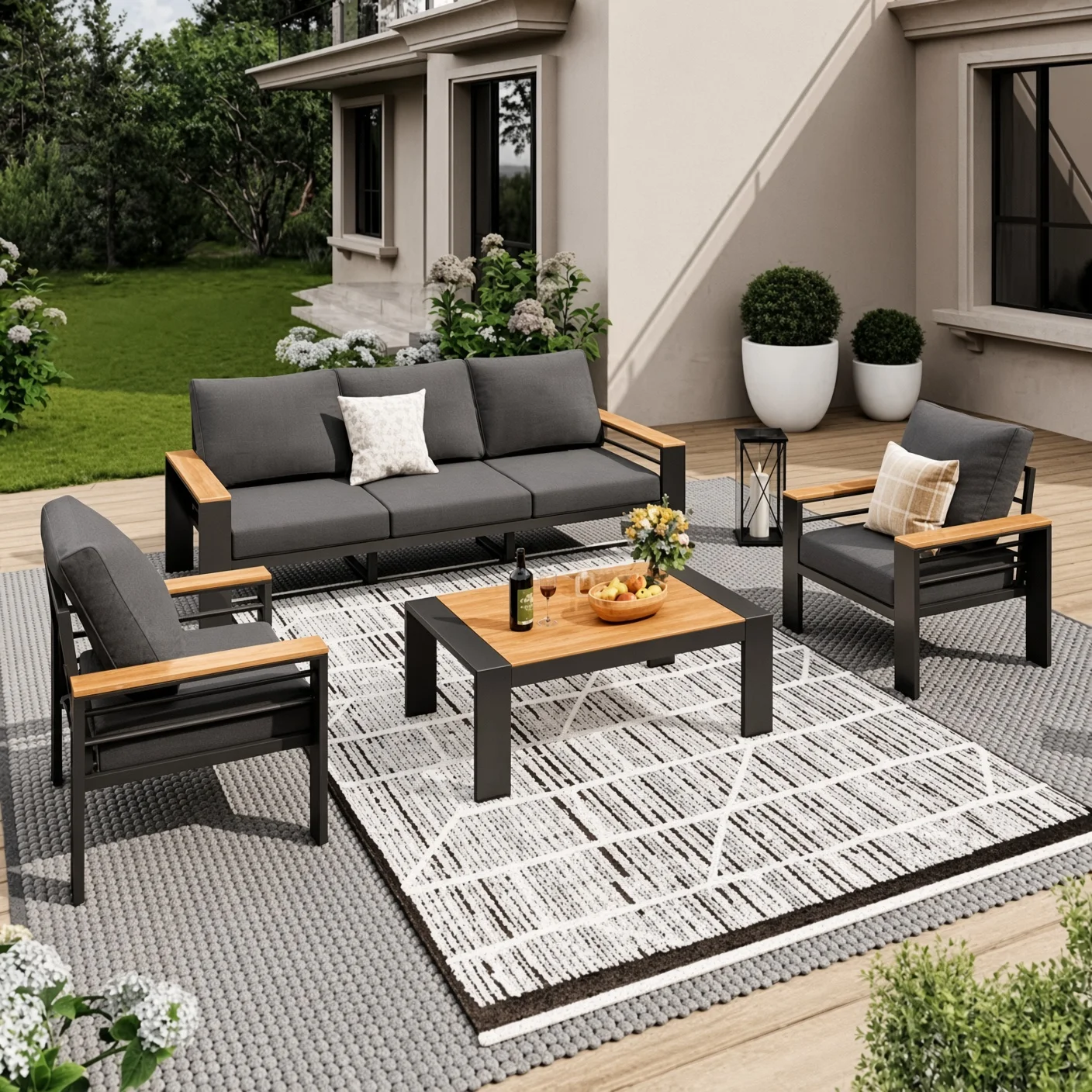 Custom conversation sofa set — coordinated outdoor seating